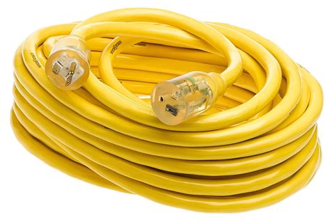 Home 3 Wire Grounded Yellow Heavy Duty Extension Cord 50 Feet 16awg 13amps 125v 1625w Home