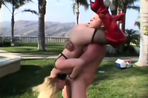 Guy Fucks Blonde In Leather Boots Outside