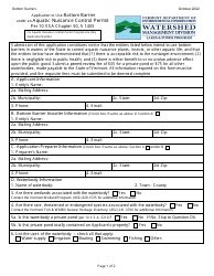 Vermont Application To Use Bottom Barrier Under An Aquatic Nuisance