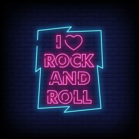 I Love Rock And Roll Neon Signs Style Text Vector 2413483 Vector Art At