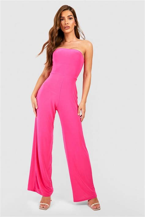 Premium Heavy Weight Slinky Bandeau Wide Leg Jumpsuit