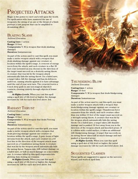 Projected Attacks Spells By Belithioben Dnd 5e Homebrew Dandd Dungeons And Dragons Dungeons