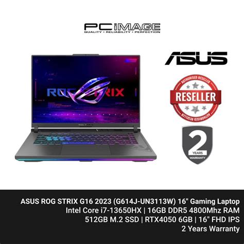 Asus Rog Strix G16 2023 G614j Un3113w 16 Gaming Laptop Pc Image