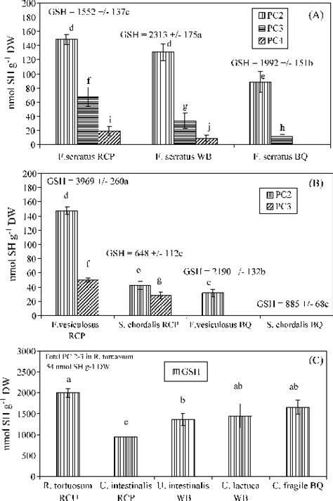 Concentrations Nmol Sh G −1 Dw Of Phytochelatins Pc And Glutathione