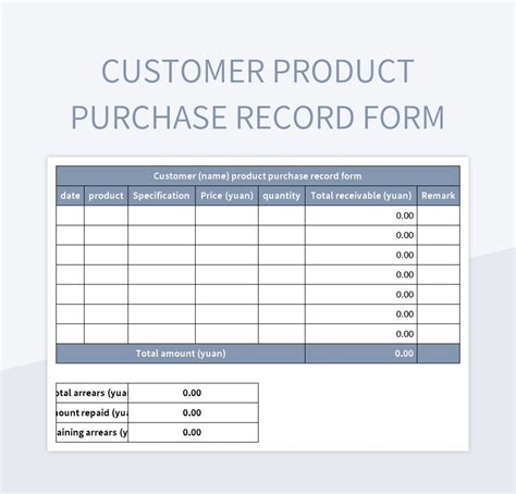 Free Purchase Record Form Templates For Google Sheets And Microsoft