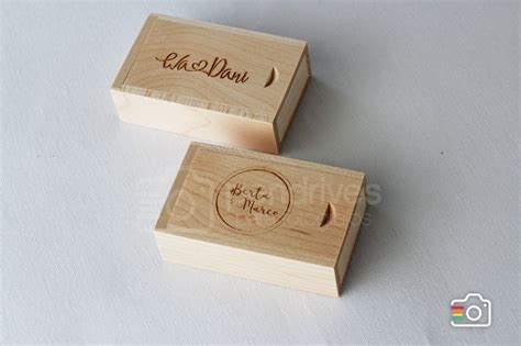 Cajita De Madera Para Pendrive Con Tapa Deslizante Pendrives Para