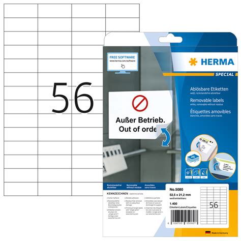 HERMA étiquettes SuperPrint 52 5x21 2mm détachables blanches