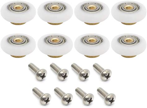 Set Of 4pcs 19mm Stainless Steel Shower Door Wheels Rollers Runners White 19mm X 4mm