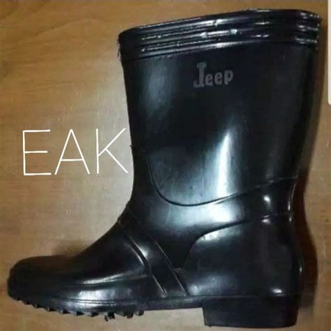 Jual Sepatu Boot Jeep Karet Hitam Pendek Boots Kerja Proyek Anti Air No