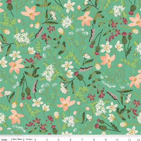 Woodland Floral Fabric Riley Blake Wildwood Wander C12430 Main Green