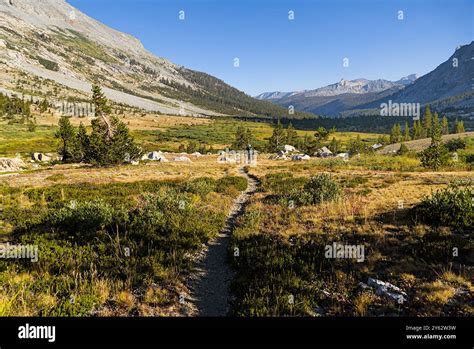 High Sierra Trail Passes Through Valleys Stock Photo Alamy