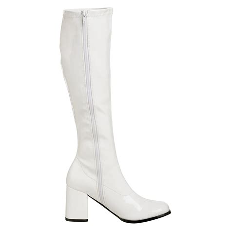 Bottes Blanches En Cuir Verni Ann Es Hippie Disco Gogo Botte Haute