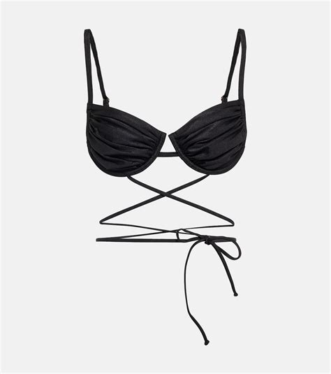 Cherry Ruched Bikini Top In Black Bananhot Mytheresa