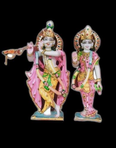 Multicolor Hindu Marble Radha Krishna Statue For Worship Size 3feet