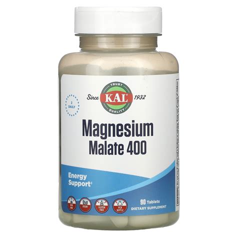 KAL, Magnesium Malate 400, 90 Tablets