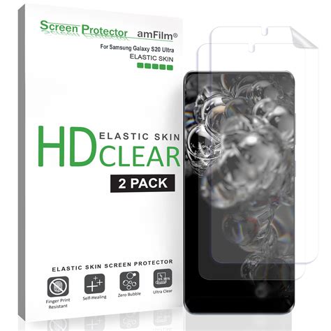 Galaxy S20 Ultra Screen Protector 2 Pack AmFilm Flexible Case