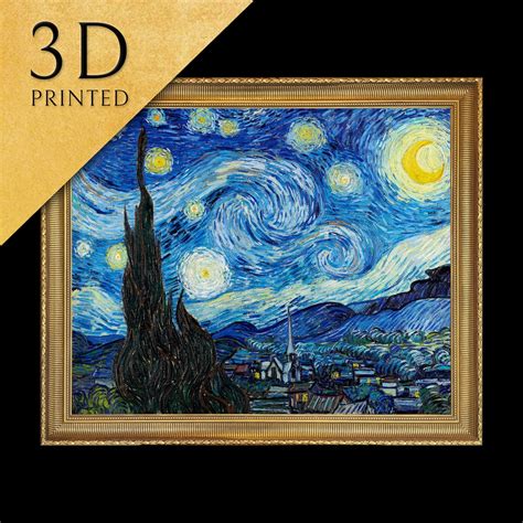 Starry Night By Vincent Van Gogh D Printed With Texture And Brush