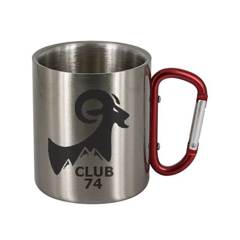 Mug mousqueton personnalisé tasse inox top pour le camping