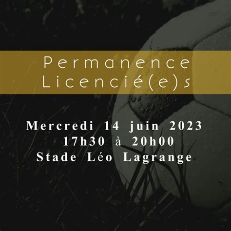 Permanence Licenciés Couëron Chabossiere Football Club Site Officiel