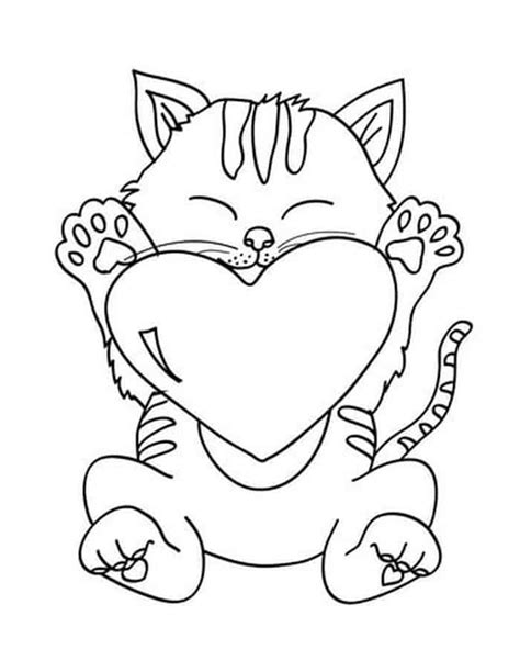 Valentine Cat Coloring Pages Valentine Coloring Pages Valentines Day