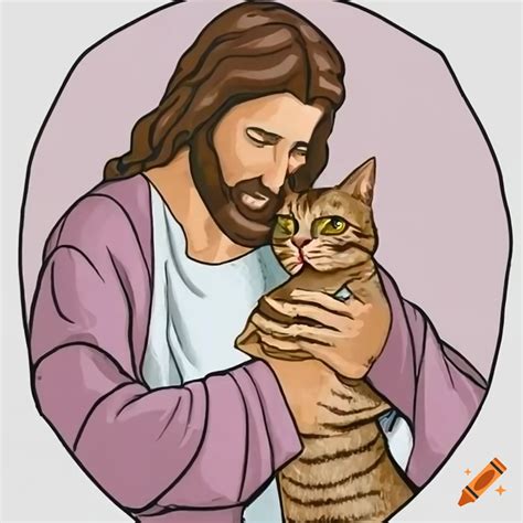 Image Of Jesus Hugging A Cat