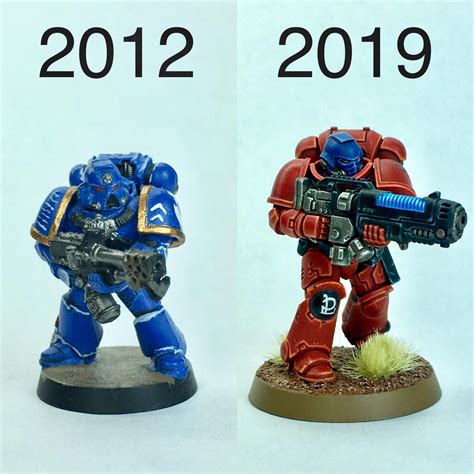 My First Space Marine Back In 2012 And One I Just Recently Painted