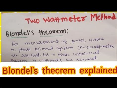 Two Wattmeter Method Blondel Theorem Part Youtube