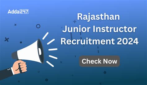 Rajasthan Junior Instructor Recruitment Last Day To Apply Online