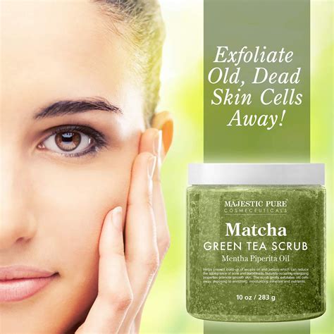 Majestic Pure Matcha Green Tea Body Scrub For All Natural Skin Care Exfoliating Multi Purpose