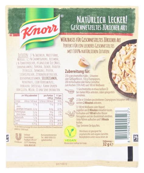 Knorr Nat Rlich Lecker Geschnetzeltes Z Richer Art Online Kaufen Bei