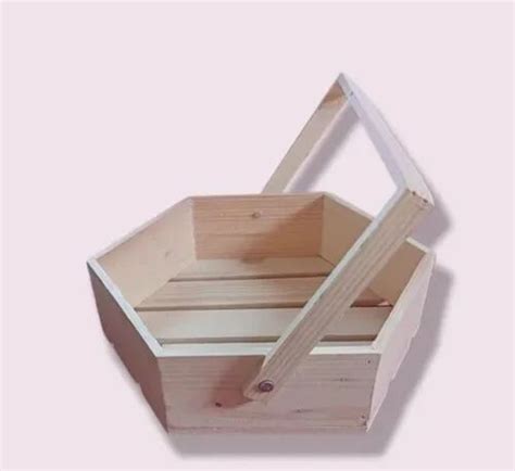 Brown Wooden Pinewood Square Handle Basket For Home At Rs In Mumbai