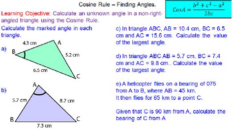 Cosine Rule - Finding Angles