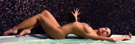 Gorgeous Naked Woman Relaxing In Jacuzzi Stock Photo Image Of Horizontal Health