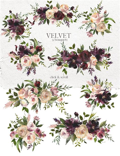 Burgundy Watercolor Floral Clip Art Artofit