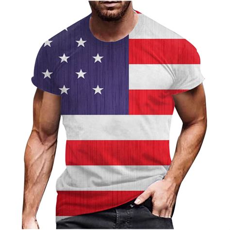 Tmoyzq Mens Plus Size American Flag Print Muscle Shirts 4th Of July