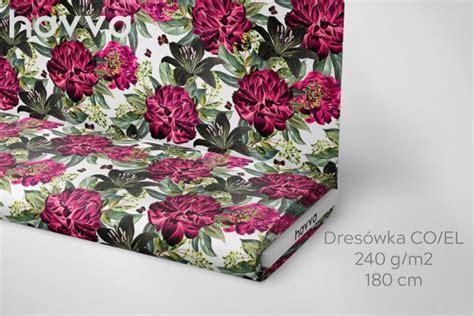 Dzianina Dres Wka Druk Cyfrowy Peonies Nova Havva