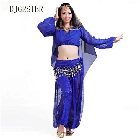 Djgrster Belly Dnace Costume Bra Dress Belt Veil Head Chain 8colors