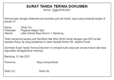 7 Contoh Surat Tanda Terima Dokumen Dan Formatnya