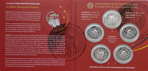 Bundesrepublik Deutschland 5 x 25 Euro 2015 A J Münzenset 25 Jahre