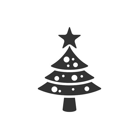 Icono De Rbol De Navidad En Blanco Y Negro Vector Premium