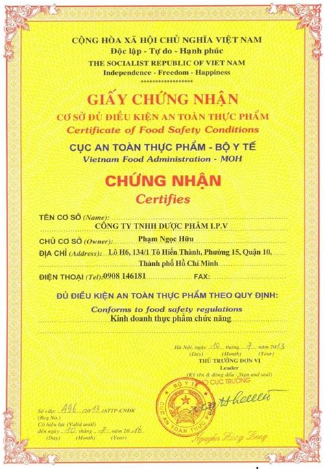 Thủ tục gia hạn giấy chứng nhận vệ sinh an toàn thực phẩm năm 2022