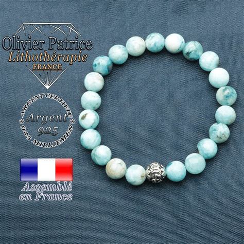 Bracelet hémimorphite et symbole om mani en argent 925 Flickr