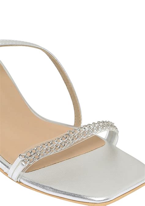 Buy Women Silver Embellished Strap Kitten Heels Sandals Indya Canada