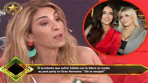 El accidente que sufrió Julieta con la bikini en medio su pool party en