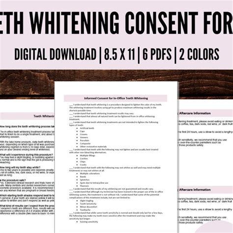 Teeth Whitening Editable Consent Forms Tooth Whitening Forms Etsy