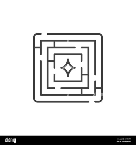 Labyrinth Vector Minimal Linear Icon Maze Concept Symbol Or Logo In