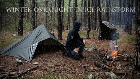 Days Solo Winter Overnighter In Thunderstorm Quick Tarp Shelter