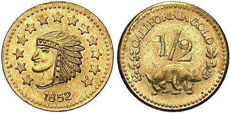 1852 California Gold 12 Dollar Coin Art Gold And Silver Coins