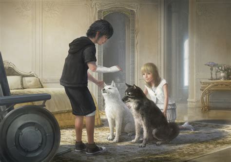 Final Fantasy Xv Hd Wallpaper Noctis Lunafreya And Dogs