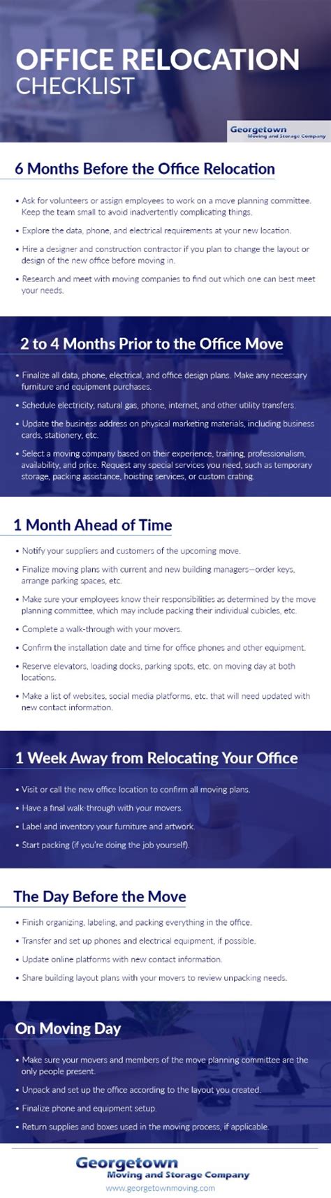 Office Moving Checklist Free Infographic Commercial Relocation Dc